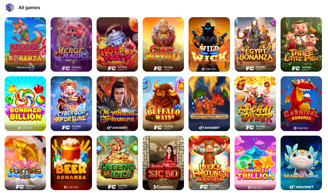 Glory Casino games, slots və bonuslar